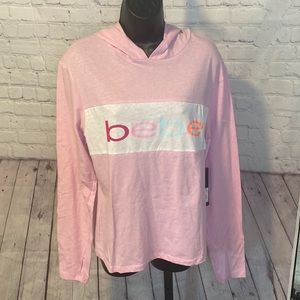 NWT WOMEN’S PINK BEBE SPORT LONG SLEEVE LIGHTWEIGHT HOODIE